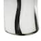 12" White & Black Stripes Round Concaved Glass Vase